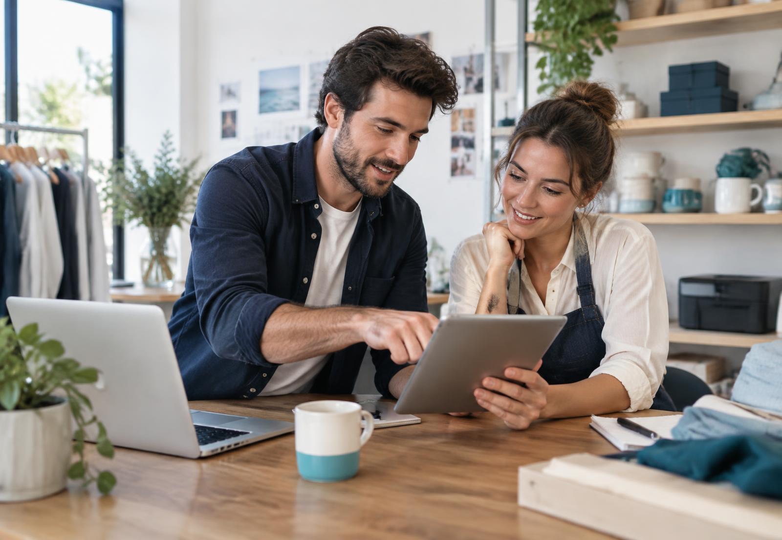 A technology specialist offering clear guidance to a small-business owner